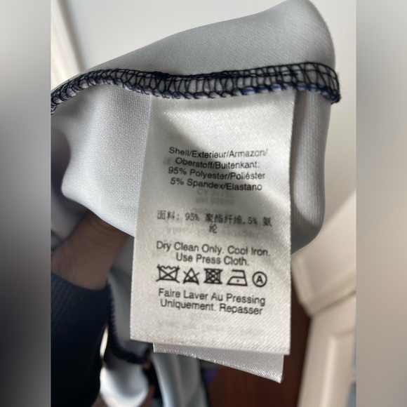 Donna Karan Blue and White Abstract Midi Sleeveless Dress Size 12 - Picture 5 of 6